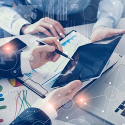 Business people meeting with technology