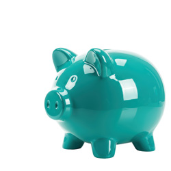 Teal piggy bank