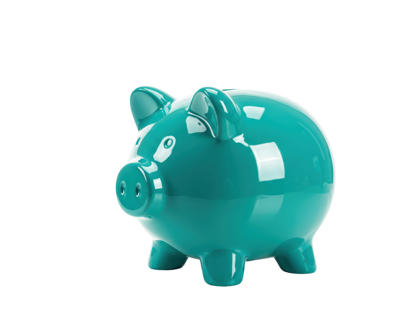 Teal piggy bank