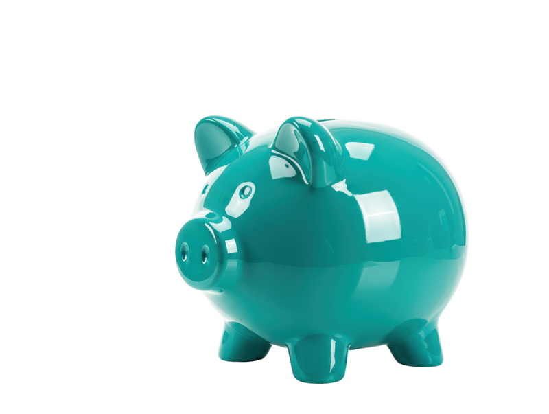 Teal piggy bank